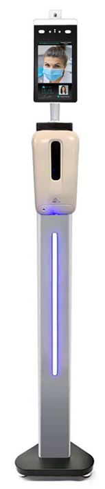 Temperature Scanning Kiosk with 4ft Stand & Hand Sanitizer Dispenser