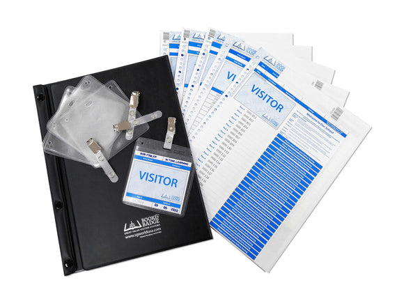 School Visitor Pass Book & Badge Kits. (Starter Kit $30 | Refill Kit $20)