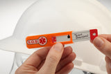 Hard Hat ICE ID Tag with Data Window: Multi-Lingual (per Pack of 100 | $3.75 ea.)